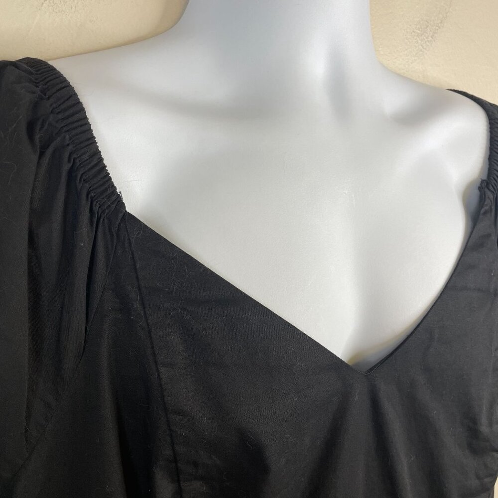 Torrid Womens Boho Midi Dress 3x Black Poplin Sheer Waist Back Tie Pockets NWT - Picture 5 of 16